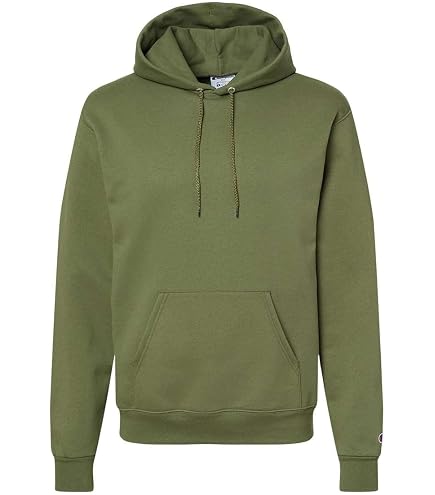 Champion Mens Powerblend Hooded Sweatshirt, L, Fresh Olive at
